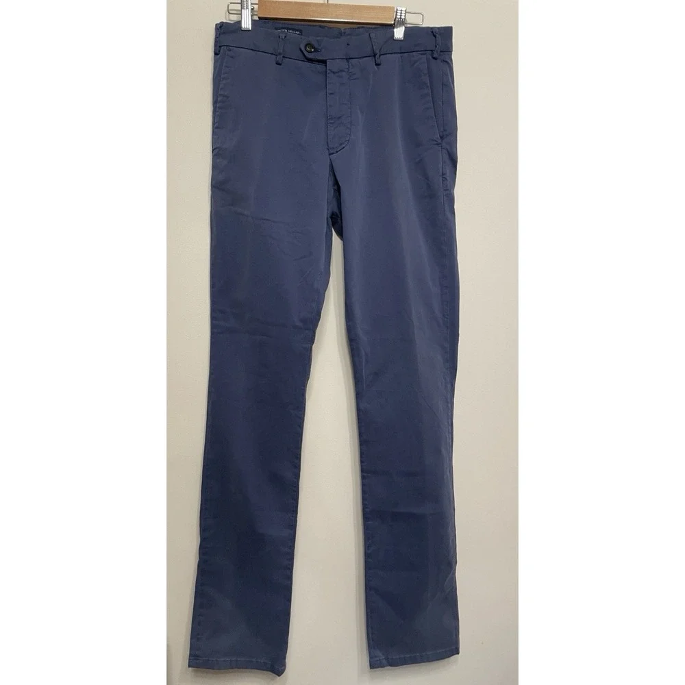 Peter Millar‎ Concorde Trousers Men Size 32 Blue Flat Front Cotton Stretch New